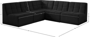 Relax Velvet / Engineered Wood / Foam Contemporary Black Velvet Modular Sectional - 94" W x 94" D x 31" H