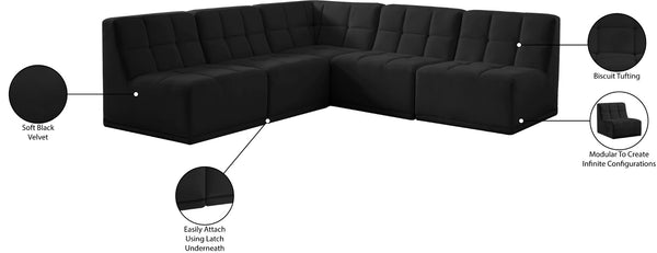 Relax Velvet / Engineered Wood / Foam Contemporary Black Velvet Modular Sectional - 94" W x 94" D x 31" H