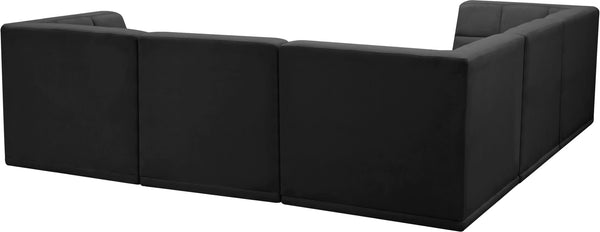 Relax Velvet / Engineered Wood / Foam Contemporary Black Velvet Modular Sectional - 94" W x 94" D x 31" H