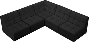 Relax Velvet / Engineered Wood / Foam Contemporary Black Velvet Modular Sectional - 94" W x 94" D x 31" H