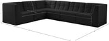 Relax Velvet / Engineered Wood / Foam Contemporary Black Velvet Modular Sectional - 128" W x 98" D x 31" H