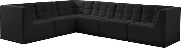 Relax Velvet / Engineered Wood / Foam Contemporary Black Velvet Modular Sectional - 128" W x 98" D x 31" H