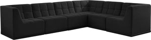 Relax Velvet / Engineered Wood / Foam Contemporary Black Velvet Modular Sectional - 128" W x 98" D x 31" H