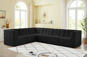Relax Velvet / Engineered Wood / Foam Contemporary Black Velvet Modular Sectional - 128" W x 98" D x 31" H