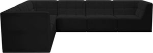 Relax Velvet / Engineered Wood / Foam Contemporary Black Velvet Modular Sectional - 128" W x 98" D x 31" H