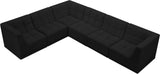 Relax Velvet / Engineered Wood / Foam Contemporary Black Velvet Modular Sectional - 128" W x 98" D x 31" H