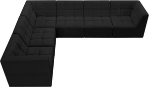 Relax Velvet / Engineered Wood / Foam Contemporary Black Velvet Modular Sectional - 128" W x 98" D x 31" H
