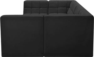 Relax Velvet / Engineered Wood / Foam Contemporary Black Velvet Modular Sectional - 128" W x 64" D x 31" H