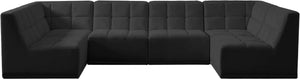 Relax Velvet / Engineered Wood / Foam Contemporary Black Velvet Modular Sectional - 128" W x 64" D x 31" H