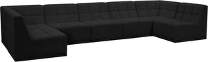 Relax Velvet / Engineered Wood / Foam Contemporary Black Velvet Modular Sectional - 158" W x 64" D x 31" H
