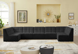 Relax Velvet / Engineered Wood / Foam Contemporary Black Velvet Modular Sectional - 158" W x 64" D x 31" H