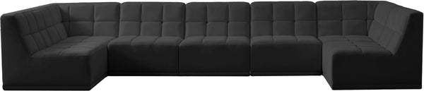 Relax Velvet / Engineered Wood / Foam Contemporary Black Velvet Modular Sectional - 158" W x 64" D x 31" H