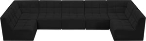 Relax Velvet / Engineered Wood / Foam Contemporary Black Velvet Modular Sectional - 158" W x 64" D x 31" H