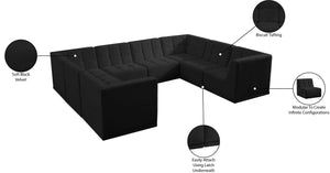 Relax Velvet / Engineered Wood / Foam Contemporary Black Velvet Modular Sectional - 128" W x 98" D x 31" H