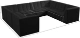 Relax Velvet / Engineered Wood / Foam Contemporary Black Velvet Modular Sectional - 128" W x 98" D x 31" H