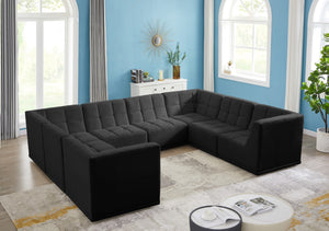 Relax Velvet / Engineered Wood / Foam Contemporary Black Velvet Modular Sectional - 128" W x 98" D x 31" H