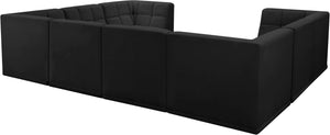 Relax Velvet / Engineered Wood / Foam Contemporary Black Velvet Modular Sectional - 128" W x 98" D x 31" H