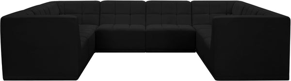 Relax Velvet / Engineered Wood / Foam Contemporary Black Velvet Modular Sectional - 128" W x 98" D x 31" H