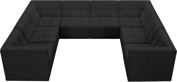 Relax Velvet / Engineered Wood / Foam Contemporary Black Velvet Modular Sectional - 128" W x 98" D x 31" H