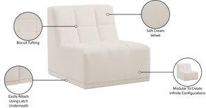 Relax Velvet / Engineered Wood / Foam Contemporary Cream Velvet Armless Chair - 30" W x 34" D x 31" H