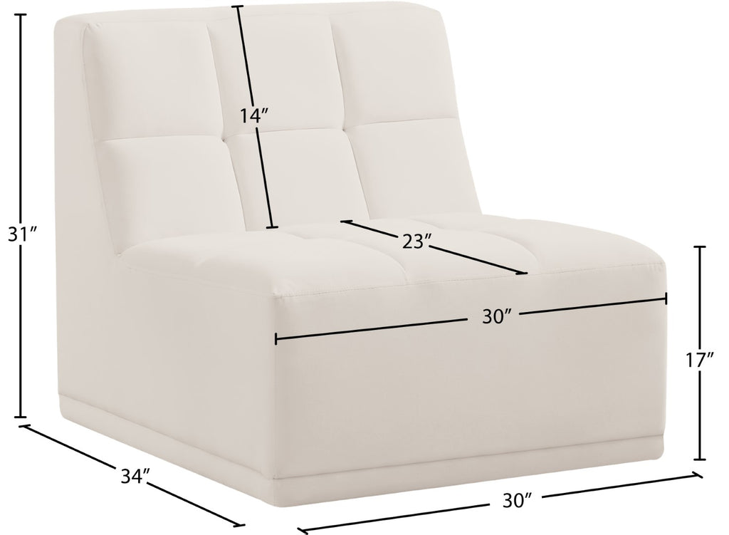 Relax Velvet / Engineered Wood / Foam Contemporary Cream Velvet Armless Chair - 30" W x 34" D x 31" H