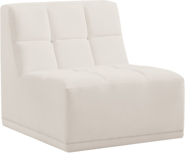Relax Velvet / Engineered Wood / Foam Contemporary Cream Velvet Armless Chair - 30" W x 34" D x 31" H