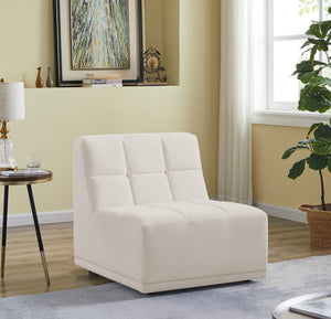 Relax Velvet / Engineered Wood / Foam Contemporary Cream Velvet Armless Chair - 30" W x 34" D x 31" H