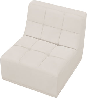 Relax Velvet / Engineered Wood / Foam Contemporary Cream Velvet Armless Chair - 30" W x 34" D x 31" H