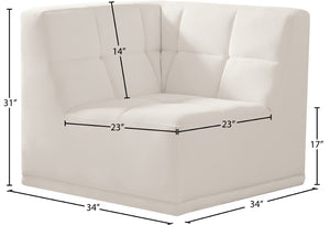 Relax Velvet / Engineered Wood / Foam Contemporary Cream Velvet Corner Chair - 34" W x 34" D x 31" H