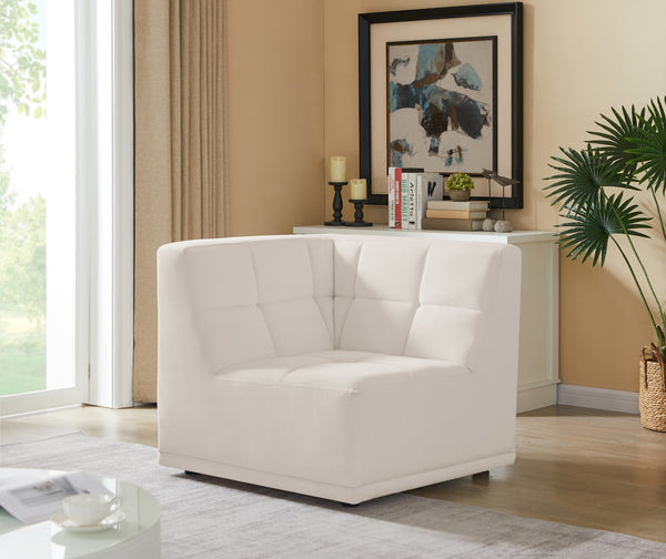 Relax Velvet / Engineered Wood / Foam Contemporary Cream Velvet Corner Chair - 34" W x 34" D x 31" H
