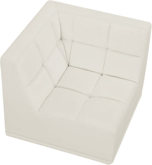 Relax Velvet / Engineered Wood / Foam Contemporary Cream Velvet Corner Chair - 34" W x 34" D x 31" H