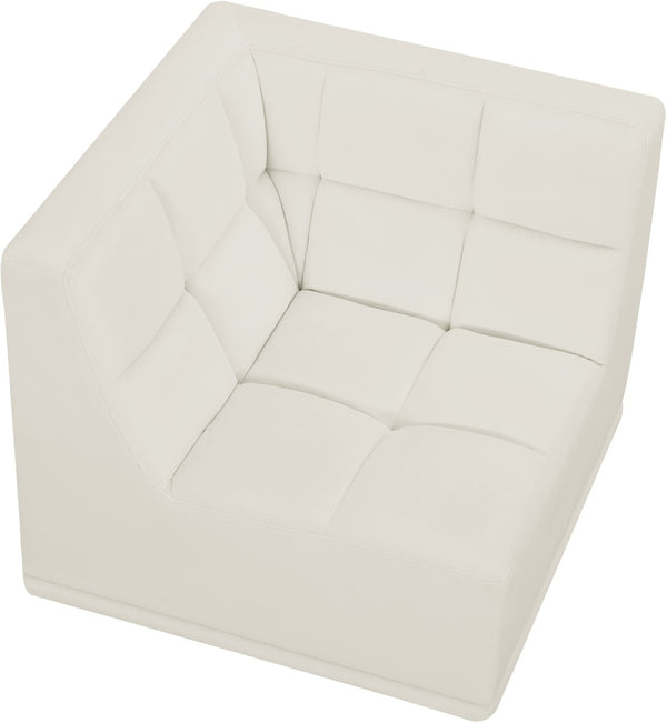 Relax Velvet / Engineered Wood / Foam Contemporary Cream Velvet Corner Chair - 34" W x 34" D x 31" H
