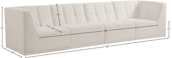 Relax Velvet / Engineered Wood / Foam Contemporary Cream Velvet Modular Sofa - 128" W x 34" D x 31" H