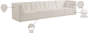 Relax Velvet / Engineered Wood / Foam Contemporary Cream Velvet Modular Sofa - 128" W x 34" D x 31" H