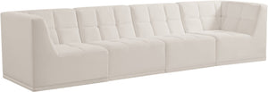 Relax Velvet / Engineered Wood / Foam Contemporary Cream Velvet Modular Sofa - 128" W x 34" D x 31" H