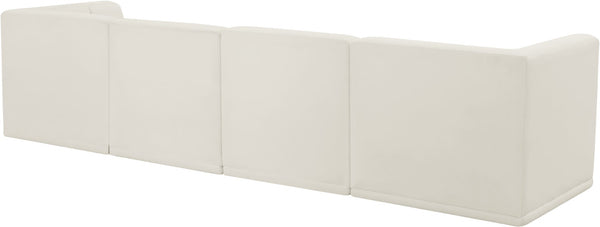 Relax Velvet / Engineered Wood / Foam Contemporary Cream Velvet Modular Sofa - 128" W x 34" D x 31" H