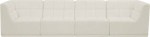 Relax Velvet / Engineered Wood / Foam Contemporary Cream Velvet Modular Sofa - 128" W x 34" D x 31" H