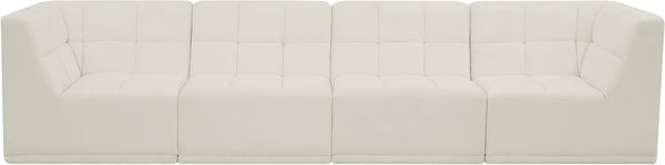 Relax Velvet / Engineered Wood / Foam Contemporary Cream Velvet Modular Sofa - 128" W x 34" D x 31" H