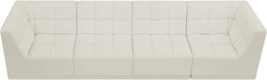 Relax Velvet / Engineered Wood / Foam Contemporary Cream Velvet Modular Sofa - 128" W x 34" D x 31" H