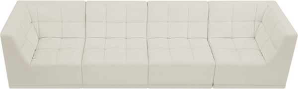 Relax Velvet / Engineered Wood / Foam Contemporary Cream Velvet Modular Sofa - 128" W x 34" D x 31" H