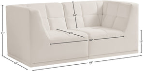 Relax Velvet / Engineered Wood / Foam Contemporary Cream Velvet Modular Sofa - 68" W x 34" D x 31" H