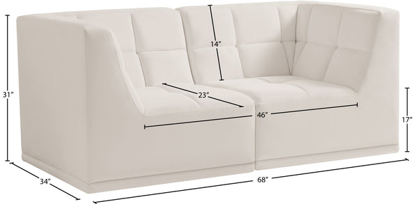 Relax Velvet / Engineered Wood / Foam Contemporary Cream Velvet Modular Sofa - 68" W x 34" D x 31" H