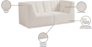 Relax Velvet / Engineered Wood / Foam Contemporary Cream Velvet Modular Sofa - 68" W x 34" D x 31" H