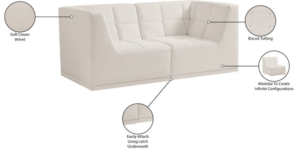Relax Velvet / Engineered Wood / Foam Contemporary Cream Velvet Modular Sofa - 68" W x 34" D x 31" H