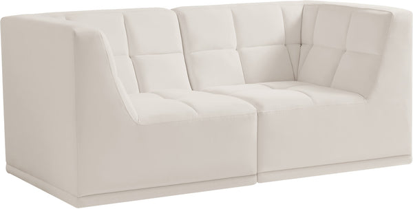 Relax Velvet / Engineered Wood / Foam Contemporary Cream Velvet Modular Sofa - 68" W x 34" D x 31" H