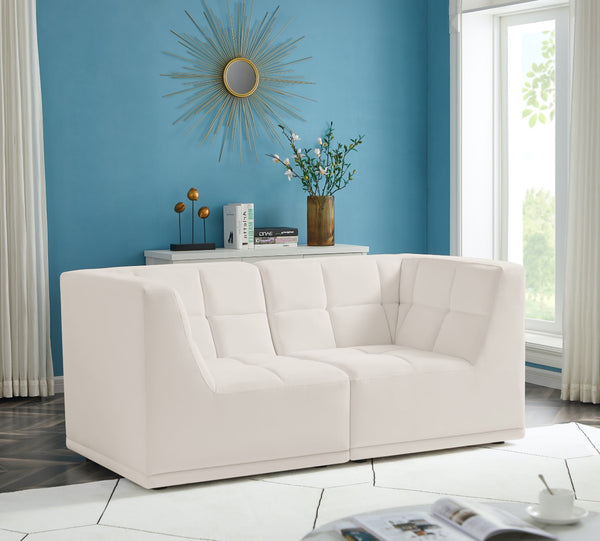 Relax Velvet / Engineered Wood / Foam Contemporary Cream Velvet Modular Sofa - 68" W x 34" D x 31" H