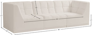 Relax Velvet / Engineered Wood / Foam Contemporary Cream Velvet Modular Sofa - 98" W x 34" D x  31" H