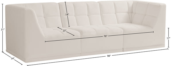 Relax Velvet / Engineered Wood / Foam Contemporary Cream Velvet Modular Sofa - 98" W x 34" D x  31" H