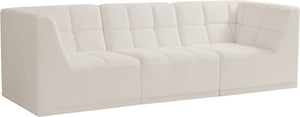 Relax Velvet / Engineered Wood / Foam Contemporary Cream Velvet Modular Sofa - 98" W x 34" D x  31" H