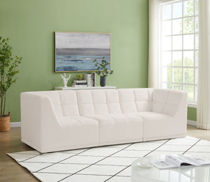 Relax Velvet / Engineered Wood / Foam Contemporary Cream Velvet Modular Sofa - 98" W x 34" D x  31" H